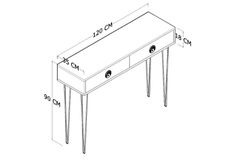 Nysa Consoletafel met 2 Lades, Antraciet & Zilver