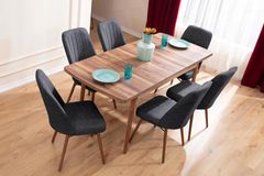 Lydiana Eettafelset voor 6 Personen, 140x80 cm, Antraciet