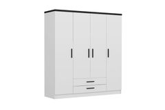 Tideway Plus Kledingkast met 4 Deuren en 2 Lades, 210 cm, Wit