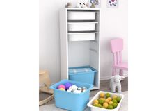 Tara Children's Toy Storage, White & Blue