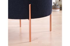Copper Ronde Poef, Donkerblauw