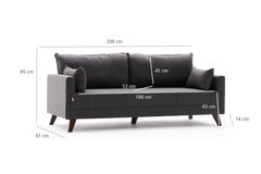Bella Soft 3-Zitsbank, Antraciet
