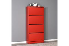 Adore Flat Duo 4-Tier Large Shoe Storage Cabinet, Red