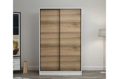 Medway Tideway Kledingkast met Schuifdeuren, 210 cm, Walnoot en Wit