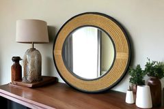 Wood Ronde Wandspiegel 97 cm, Zwart