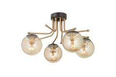 Apliqa Edin Glazen Hanglamp met 4 Lampjes, Geel