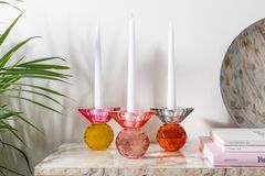 Sadie Candle Holder, Pink & Yellow