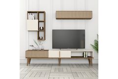 Milan TV Unit, 180 cm, Walnut & Cream