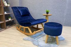 Asedia Maeve Schommelstoel, Donkerblauw & Natuurlijke Kleur