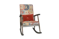 Asedia Trend Schommelstoel met Bloemmotief, Veelkleurig & Walnoot