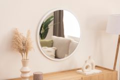 Anais Round Wall Mirror, 60 cm, White