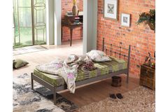 Lalas-S Metalen Bedframe, 90x200 cm, Bruin