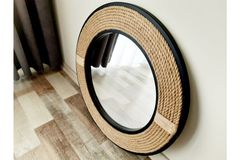 Wood Ronde Wandspiegel, 77 cm, Zwart