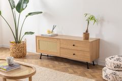 Nala Rattan TV Unit, 140 cm, Oak