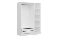 Medway Kledingkast met 3 Deuren, 2 Lades en Spiegel, Wit