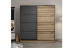 Medway Kledingkast met Schuifdeuren 180 cm, Walnoot en Antraciet