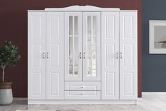 Country West Kledingkast met 6 Deuren, Wit