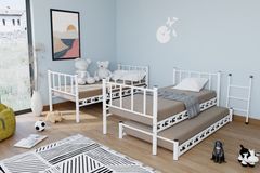 Lily Bunk Bed with Trundle, 90 x 190 cm, White