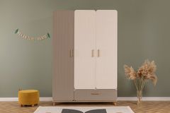 Peanut 3 Door Children's Wardrobe, White & Beige