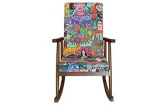 Asedia Trend Diego Schommelstoel, Veelkleurig & Walnoot