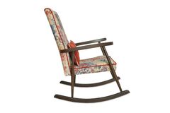 Asedia Trend Schommelstoel met Bloemmotief, Veelkleurig & Walnoot