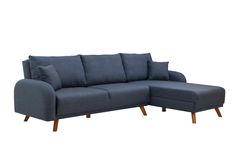 Hera Hoekbank met slaapfunctie met dubbel opslagruimte, Donkerblauw