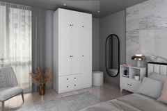 Bryone 3 Door Wardrobe with 2 Drawers, White