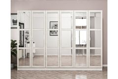Medway Country Kledingkast met 6 Deuren, 2 Lades en Spiegel, Wit