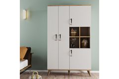 Maxi Multifunctionele Kast, 4 Deuren, Met Ophangplanken, Wit Pijn