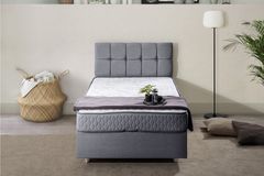 Paris Boxspringbed met Hoofdbord, 120x200 cm, Grijs