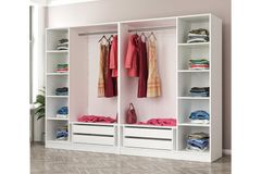 Medway Kledingkast met 6 Deuren, 4 Lades en Spiegel, Wit