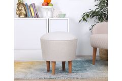 Sandy Poef met Houten Poten, Creme