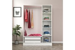 Medway Kledingkast met 3 Deuren, 2 Lades en Spiegel, Wit