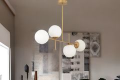 Apliqa Gael Hanglamp met 4 Lampjes, Mat Goud