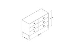 Barrstall Ladekast met 6 Lades, 120 cm, Wit