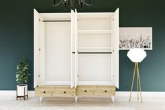 Perlino Kledingkast met 4 Deuren, 2 Lades en Voeten