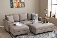 Eva Hoekbank Links met Voetenbank, Creme