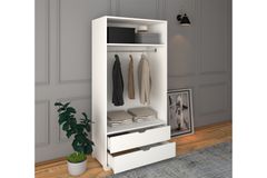 Matte Kledingkast met 2 Deuren & 2 Lades, Wit