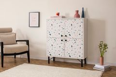 Multicabinet Terazzo Multifunctionele Kast, Met Metalen Poot