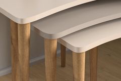Nero Nesting Tables, Cream & Light Wood