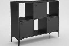 Orbit Multifunctionele Kast met 3 Deuren en Metalen Poten, Zwart