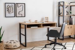 Misto Study Desk with Metal Legs, Oak