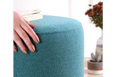 Copper Ronde Poef, Groenblauw