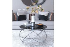 Tubihome Planet Salontafel, Zilver, Zwart Glas