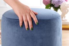 Brock Footstool, Blue & Grey