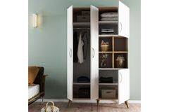 Maxi Multifunctionele Kast, 4 Deuren, Met Ophangplanken, Wit Pijn