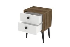 Festa Nachtkastje met 2 Lades, Walnoothout & Wit