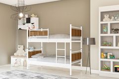 Star Stapelbed, 90x190cm, Wit en Walnoot