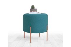 Copper Ronde Poef, Groenblauw
