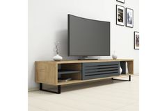 Puzzle Design Sapphire TV Stand, Light Wood & Grey, 160 cm